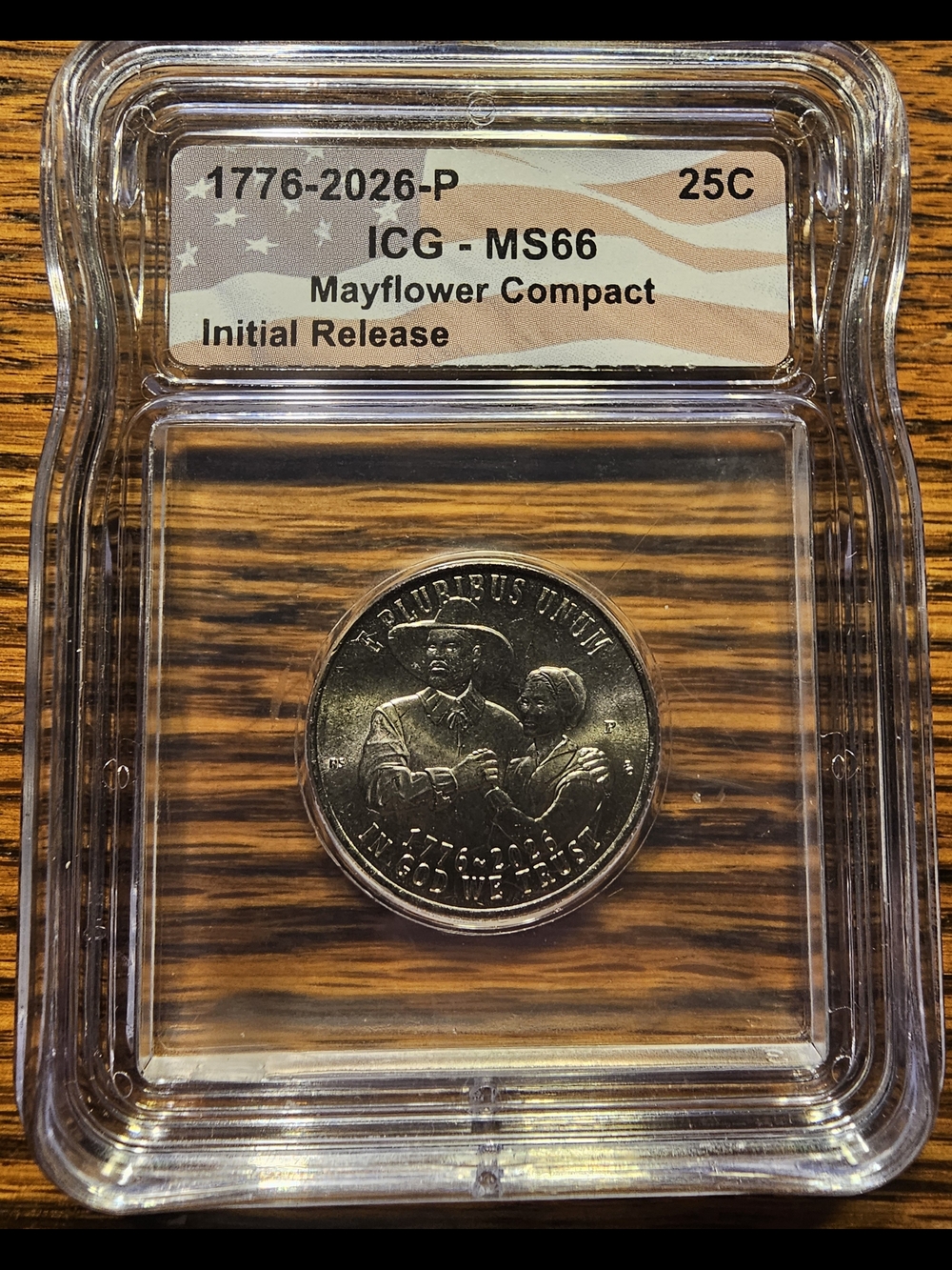 ICG Graded Mayflower Compact 1776-2026-P MS66 Quarter.